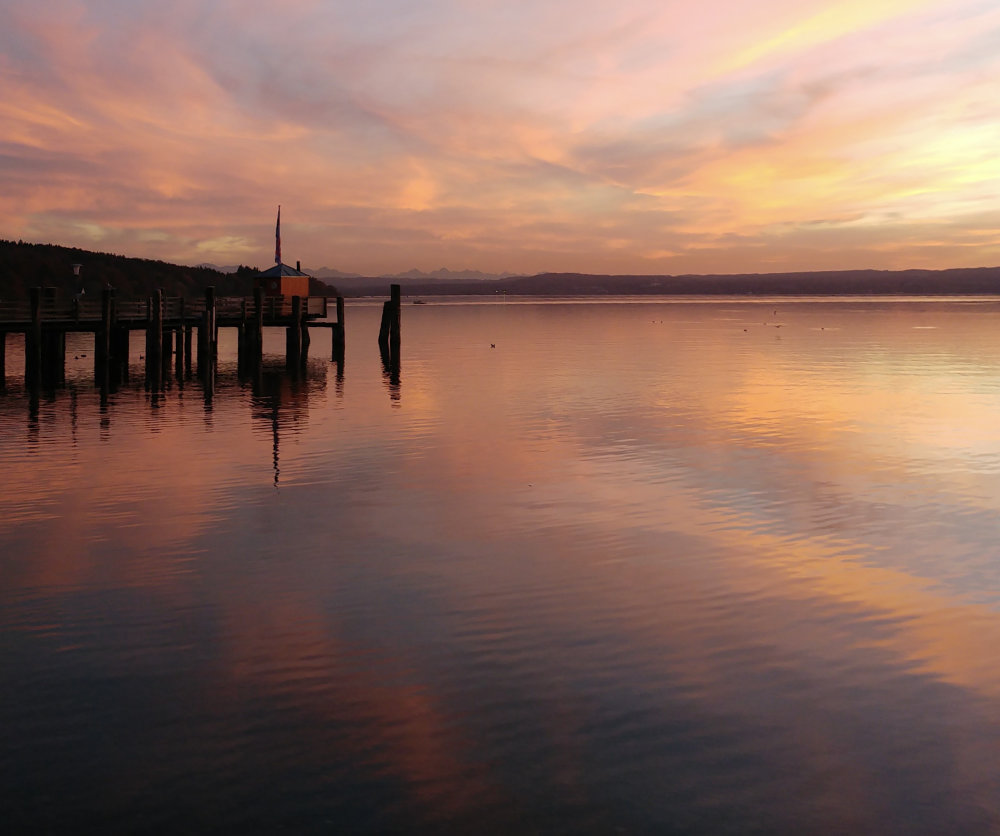 Sonnenuntergang in Herrsching am Ammersee